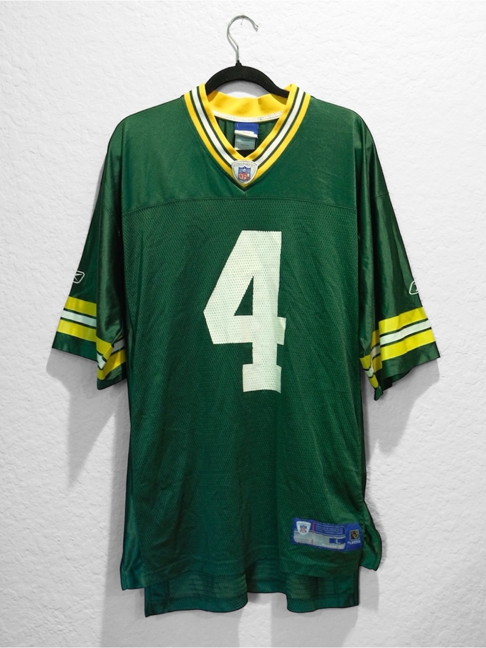 Green Bay Packers Brett Favre #4 Reebok On Field Jersey Green Size L NFL